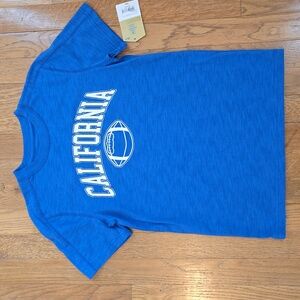 THEREABOUTS BRAND BOYS BLUE & WHITE CALIFORNIA FOOTBALL TEE SIZE MEDIUM 10/12